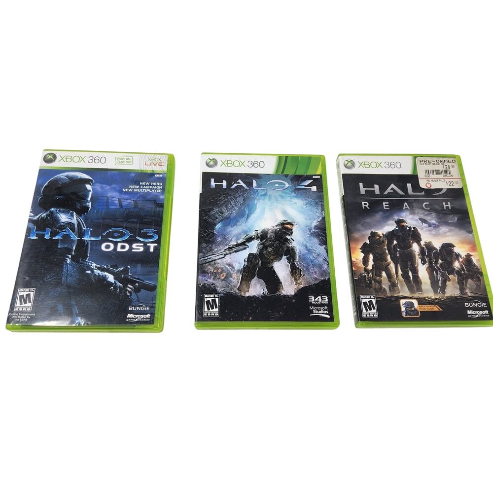 Halo Game Bundle Lot Of 3 Microsoft Xbox 360 Reach, War And 4 With Case